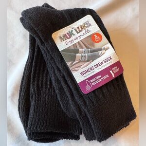 Muk Luks 2 pair pack Black Womens Crew Socks Super Soft